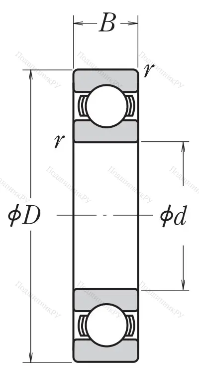 Однорядный шариковый подшипник 6222 C 3