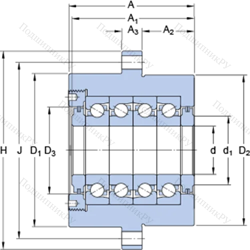 Прецизионные упорно-радиальные шарикоподшипники для винтовых передач, узел-картридж с фланцевым корпусом FBSA 209/QFC