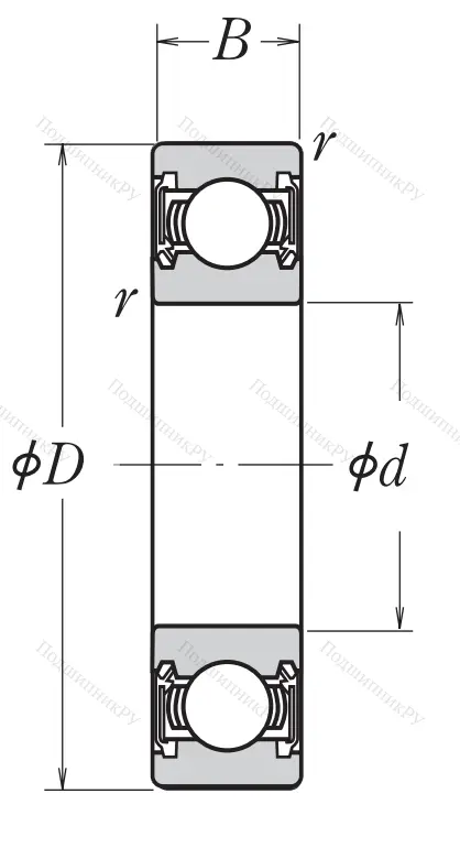 Однорядный шариковый подшипник 6919 DDU