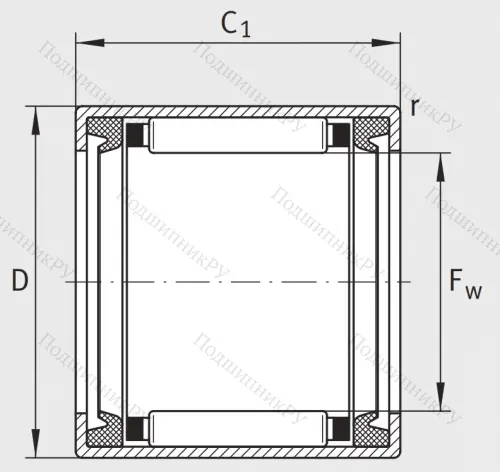 Игольчатый подшипник HK 2530 2RS L 271 от производителя  INA
