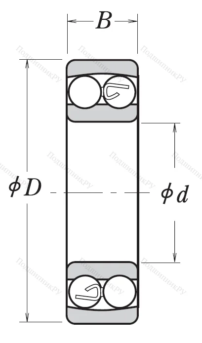 Двухрядный шариковый подшипник 1209