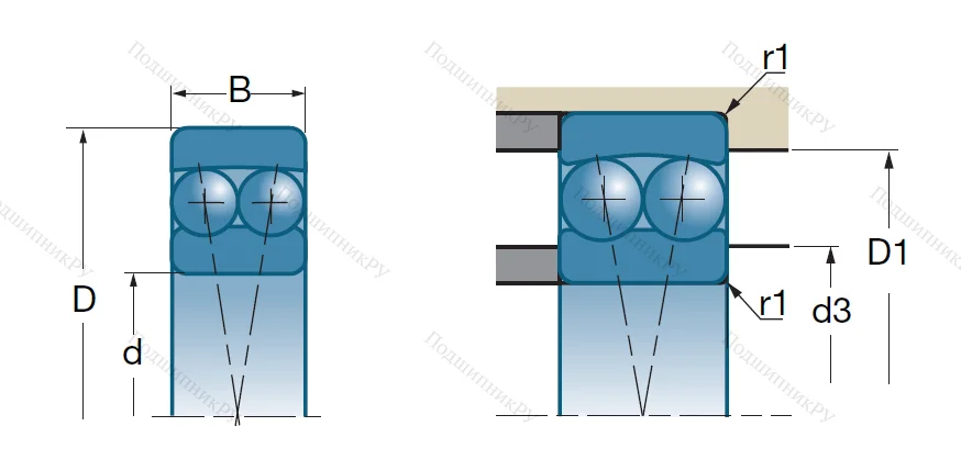 Двухрядный шариковый подшипник 1315
