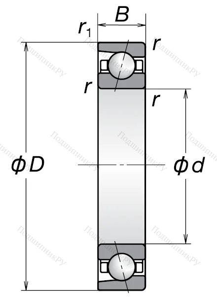 Однорядный шариковый подшипник 7207 BW