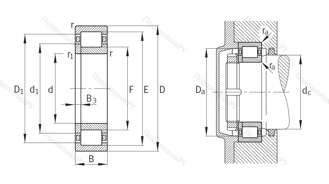 Роликовый цилиндрический подшипник NUP 203 ETVP 2