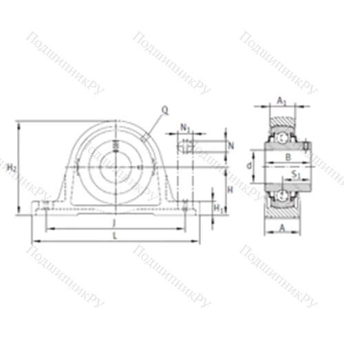 Подшипниковый узел шариковый радиальный RASEY 45-JIS