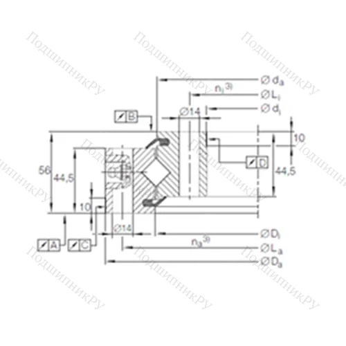 Подшипник роликовый опорно-поворотный XSU 14 0414
