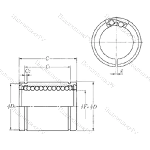 Подшипник шариковый линейный KLM 16SLL