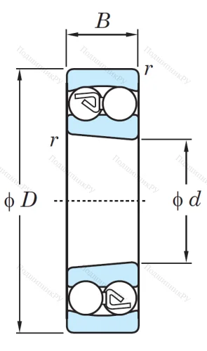 Двухрядный шариковый подшипник 1308 K от производителя  KOYO