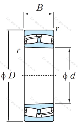 Сферический роликовый подшипник с конической посадкой на вал 22211 RHK/RHRK W 33 от производителя  KOYO