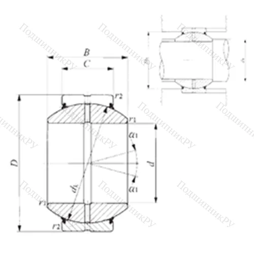 Подшипник скольжения сферический GE 100GS-2RS
