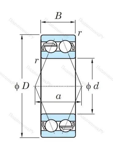 Двухрядный шариковый подшипник 5206 от производителя  KOYO