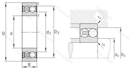 Двухрядный шариковый подшипник 2212 2RS TVH от производителя  FAG