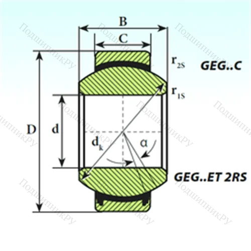 Подшипник скольжения сферический GEG 30 ET 2RS от производителя  ISB