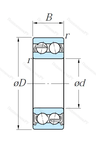 Двухрядный шариковый подшипник 5206 ZZ от производителя  KOYO
