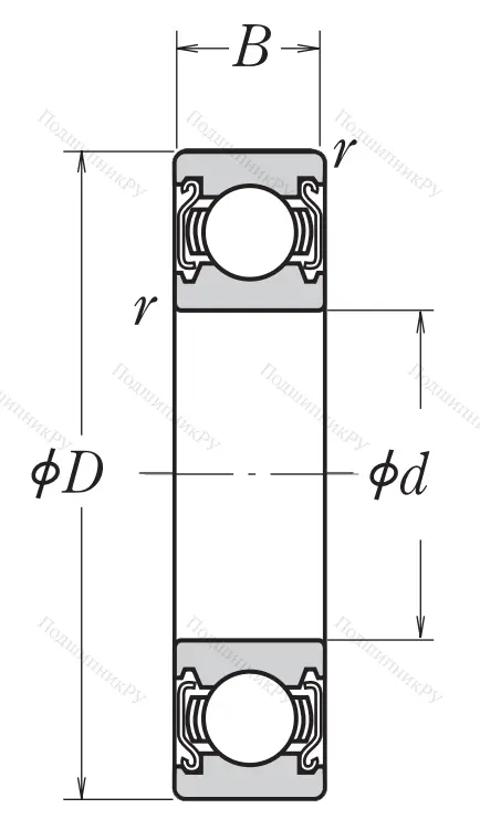 Однорядный шариковый подшипник 6000 ZZ 2CM