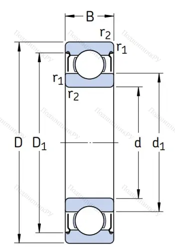 Однорядный шариковый подшипник 6301 2Z от производителя  SKF