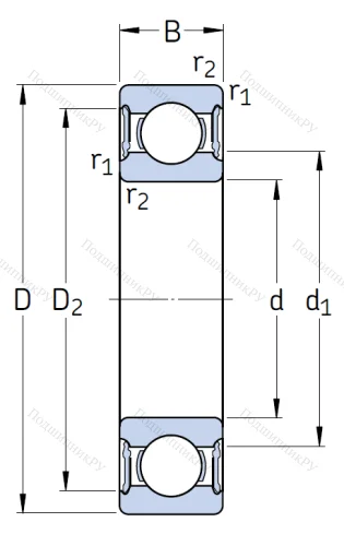 Однорядный шариковый подшипник 6317 2RS 1 от производителя  SKF