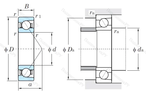 Однорядный шариковый подшипник 7207 BG от производителя  KOYO