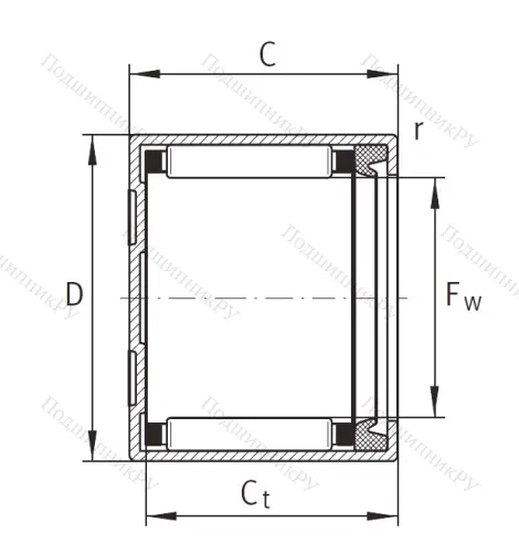Игольчатый подшипник BK 2518 RS L 271 от производителя  INA