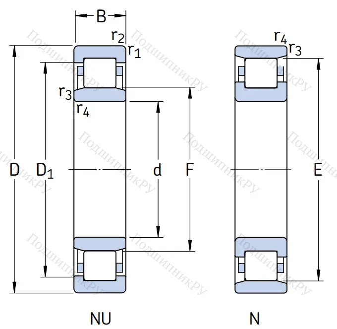Роликовый цилиндрический подшипник N 205 ECP