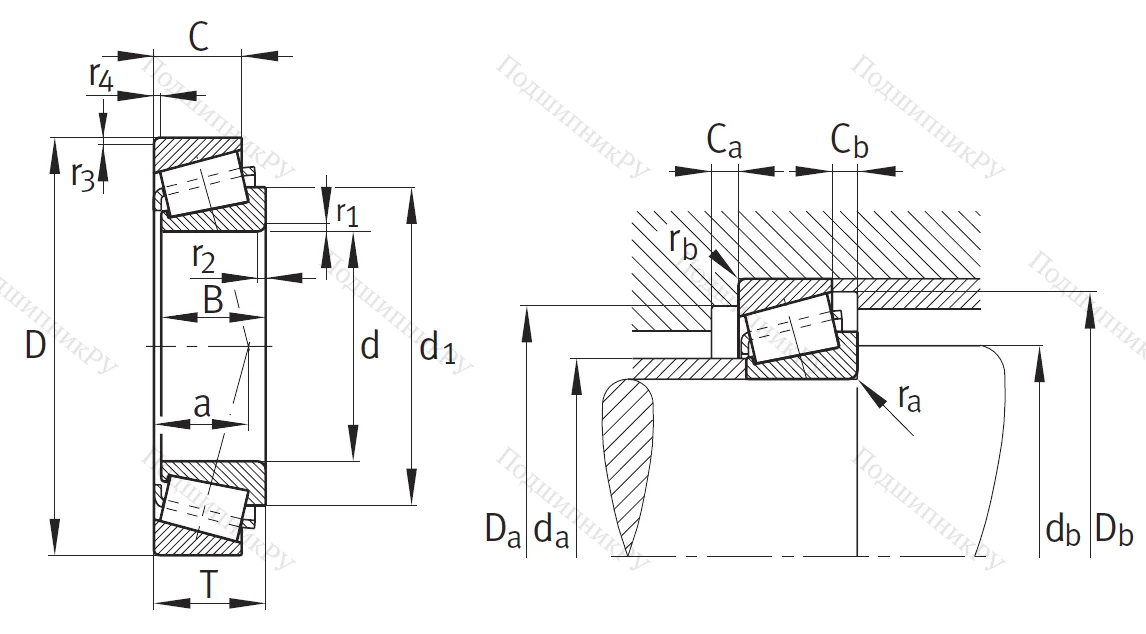 Конический роликовый подшипник 30219 A