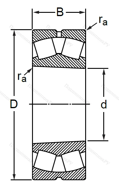 Сферический роликовый подшипник с конической посадкой на вал 113518 Н (22218 KMBW 33)