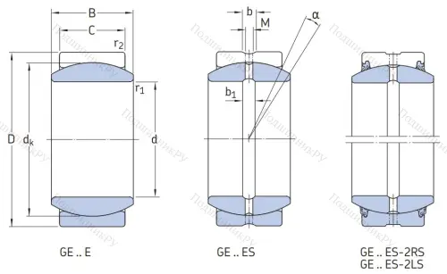 Шарнирный подшипник GE 15 ES 2RS от производителя  SKF