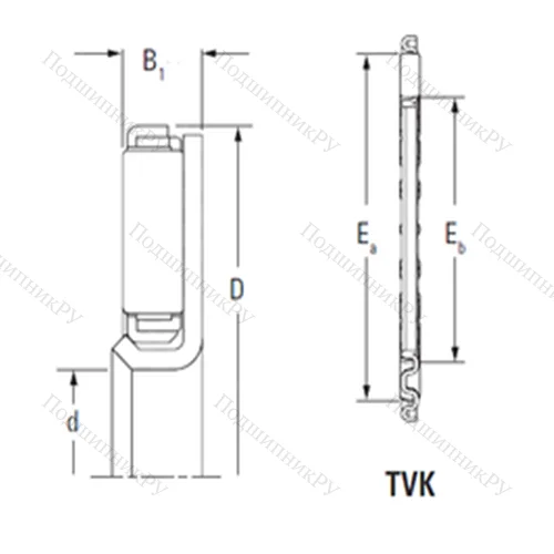 Подшипник игольчатый упорный TVK 3757L
