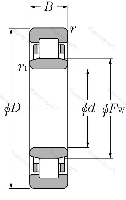 Роликовый цилиндрический подшипник NU 2220 EG 15