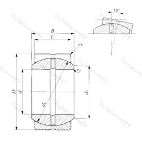 Подшипник скольжения сферический SBB 44
