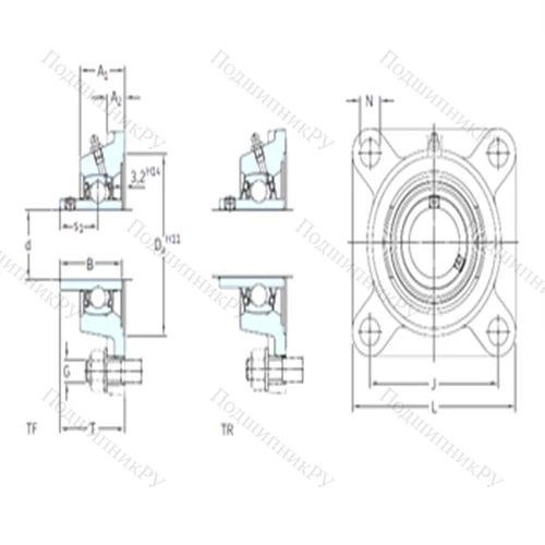 Подшипниковый узел шариковый радиальный FY 2.3/16 TF