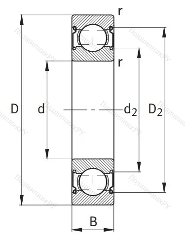 Однорядный шариковый подшипник 6307 2Z от производителя  FAG