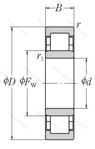 Роликовый цилиндрический подшипник NU 309 ET C 3 от производителя  NSK