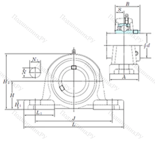 Подшипниковый узел шариковый радиальный UCPX 09-28
