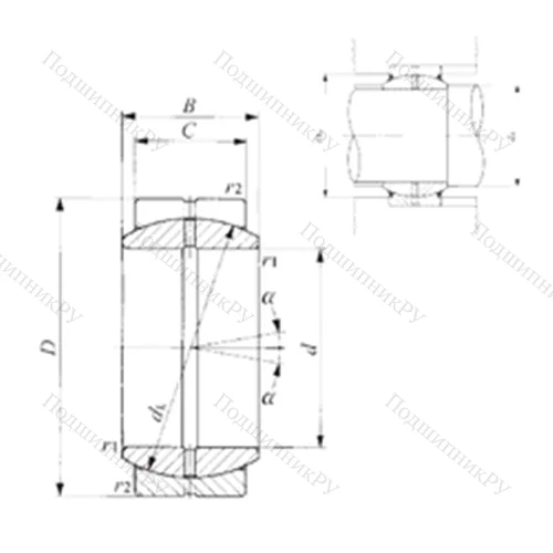 Подшипник скольжения сферический GE 70ES от производителя  IKO