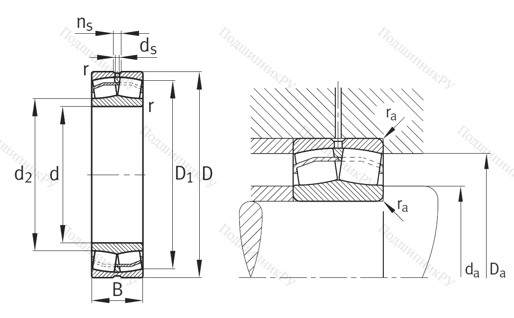 Сферический роликовый подшипник 22211 E 1