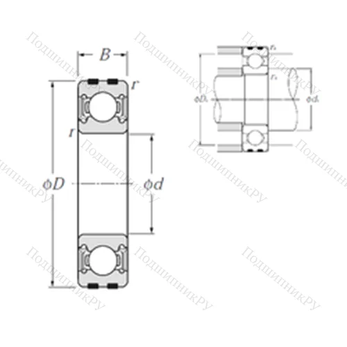 Подшипник шариковый радиальный EC-6205LLU