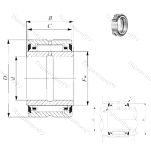 Подшипник игольчатый радиальный BRI 446828 UU