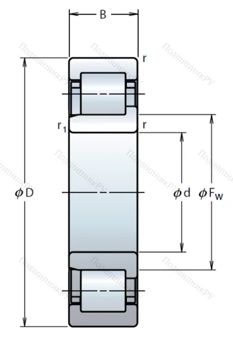 Роликовый цилиндрический подшипник NJ 206 ET от производителя  NSK