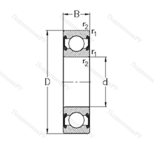 Подшипник шариковый радиальный 6308-2RS 2