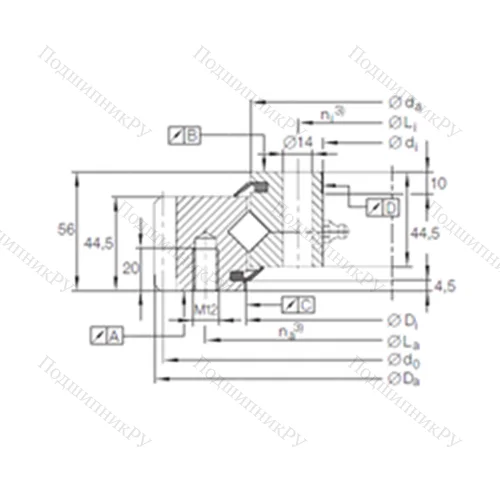 Подшипник роликовый опорно-поворотный XSA 14 0744 N