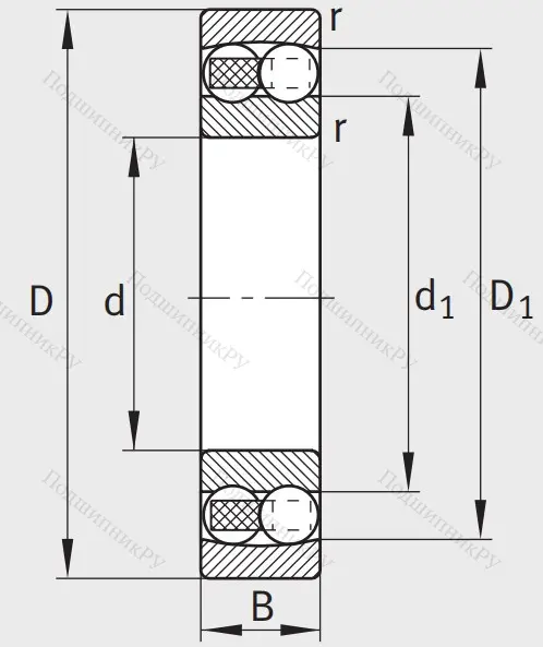Двухрядный шариковый подшипник 2308 TVH