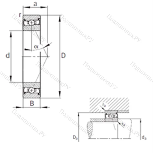 Подшипник шариковый радиально-упорный HSS 7013-E-T-P 4S