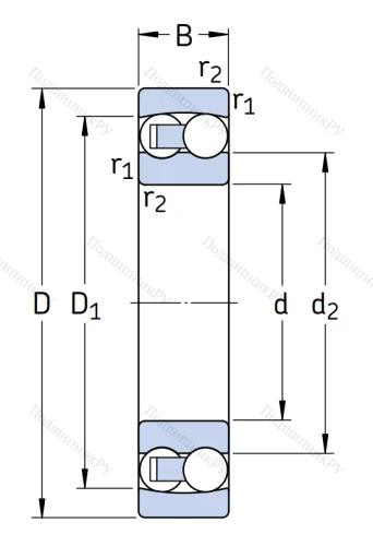 Двухрядный шариковый подшипник 2309 ETN 9 от производителя  SKF