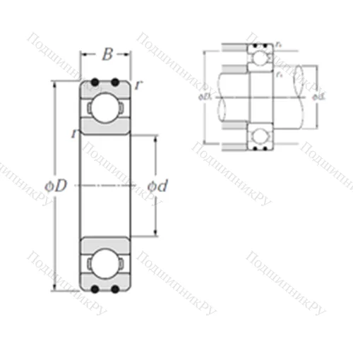 Подшипник шариковый радиальный AC-6005
