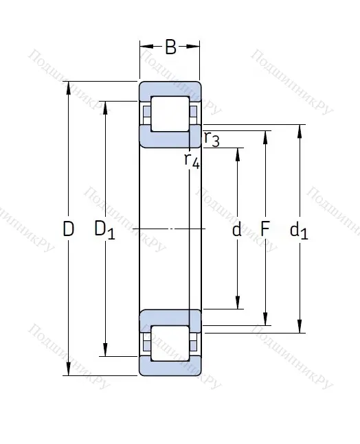 Роликовый цилиндрический подшипник NUP 206 ECP