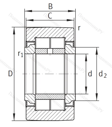 Игольчатый подшипник NUTR 30 A от производителя  INA
