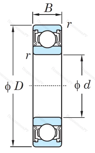 Однорядный шариковый подшипник 6217 2RS от производителя  KOYO