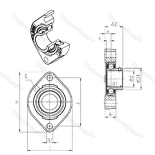 Подшипниковый узел шариковый радиальный USFD 203M 100