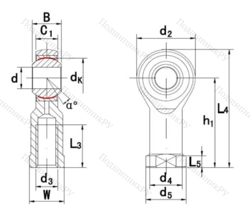 Шарнирная головка с внутренней левой резьбой GIKL 12 PW A в Москве